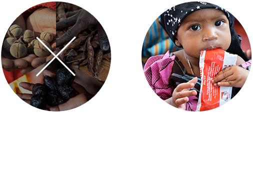 플럼피넛 제공 하루에 3봉지 씩 한 달간 섭취 시, 영양실조 어린이가 건강을 되찾는 기적의 치료식