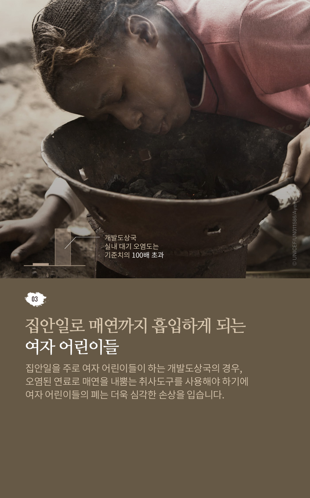03. 땅이 메말라 우물 바닥까지 물을 찾아 헤매는 어린이들 엘니뇨 현상으로 더욱 심각해진 에티오피아에서는
					어린이들이 물을 구하기 위해 10시간(약 30Km)을 걸어야 하며, 찾을 물마저도 박테리아와 배설물에 오염되어 있습니다.